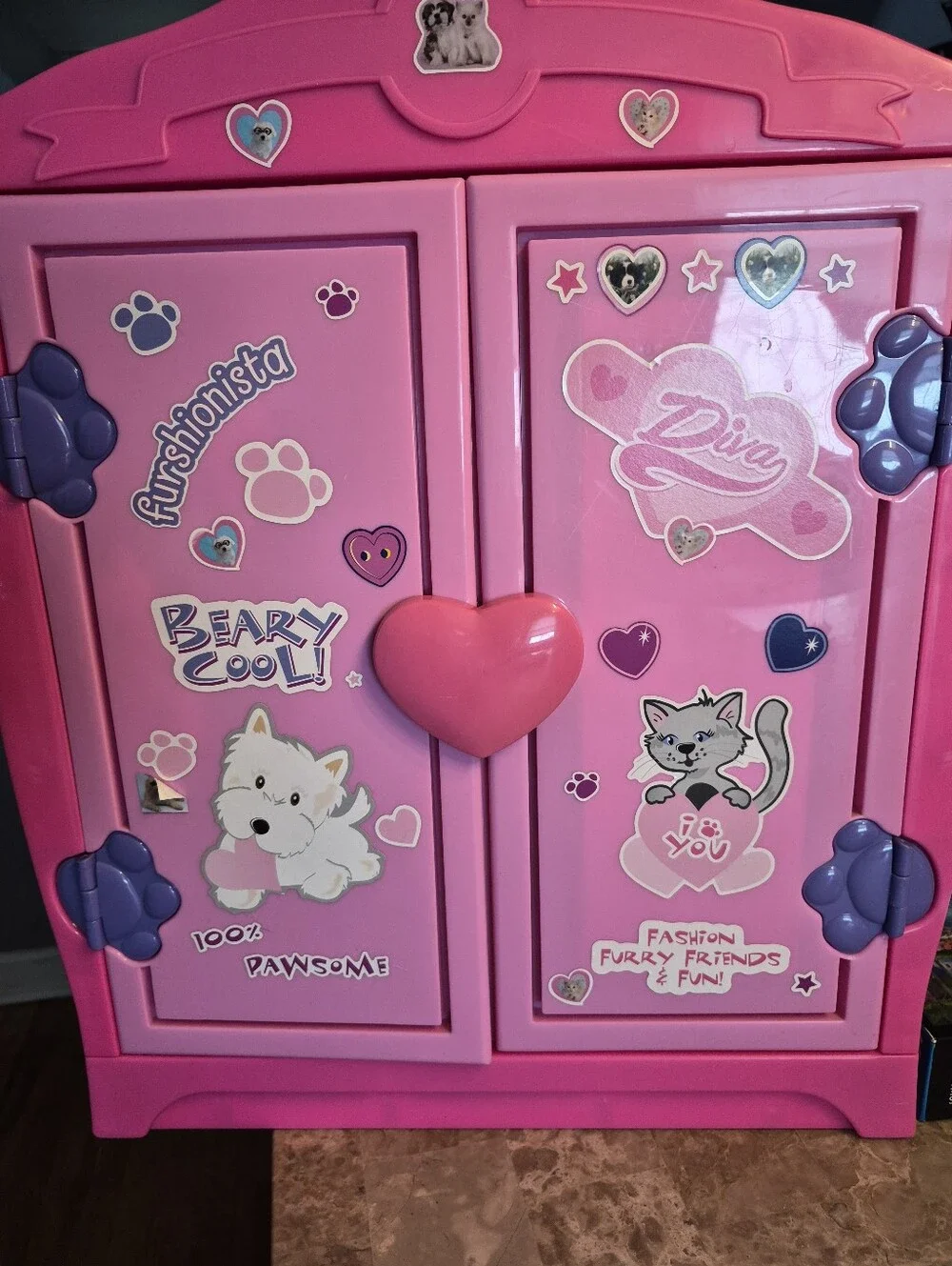Pink Children's Wardrobe Storage Organizer - Compact Doll Closet